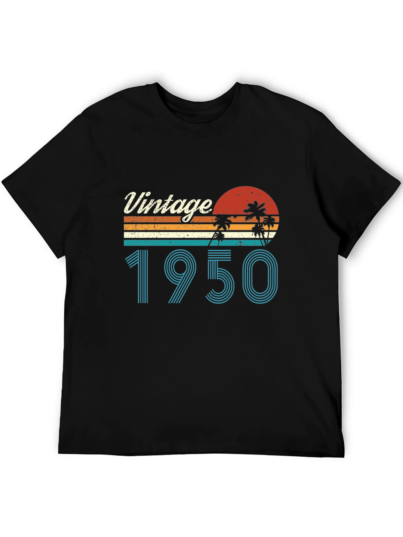 Black Vintage 1950 Palm Tree Graphic T-Shirt view 5