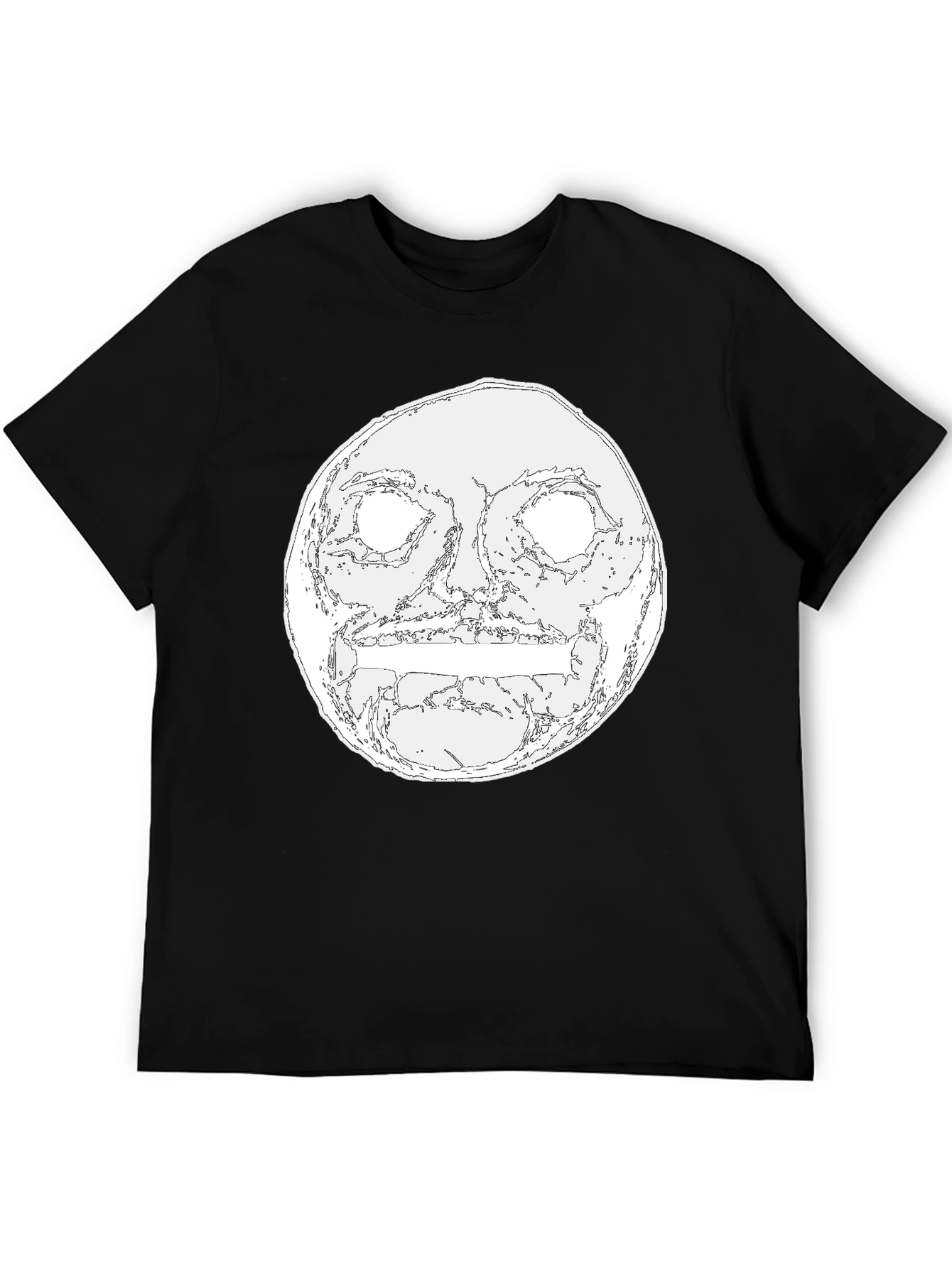 Black Men's Black Graphic Tee - Moon Face Design view 5