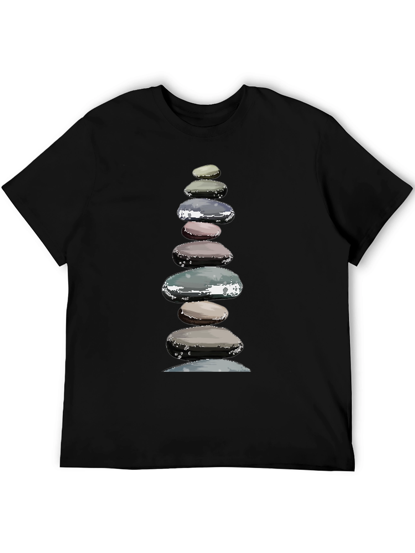 Black Zen Stone Stack Graphic T-Shirt view 5