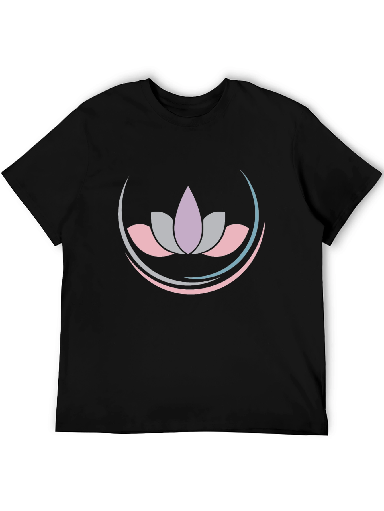 Black Lotus Flower Graphic Tee - Black Cotton Blend Shirt view 5