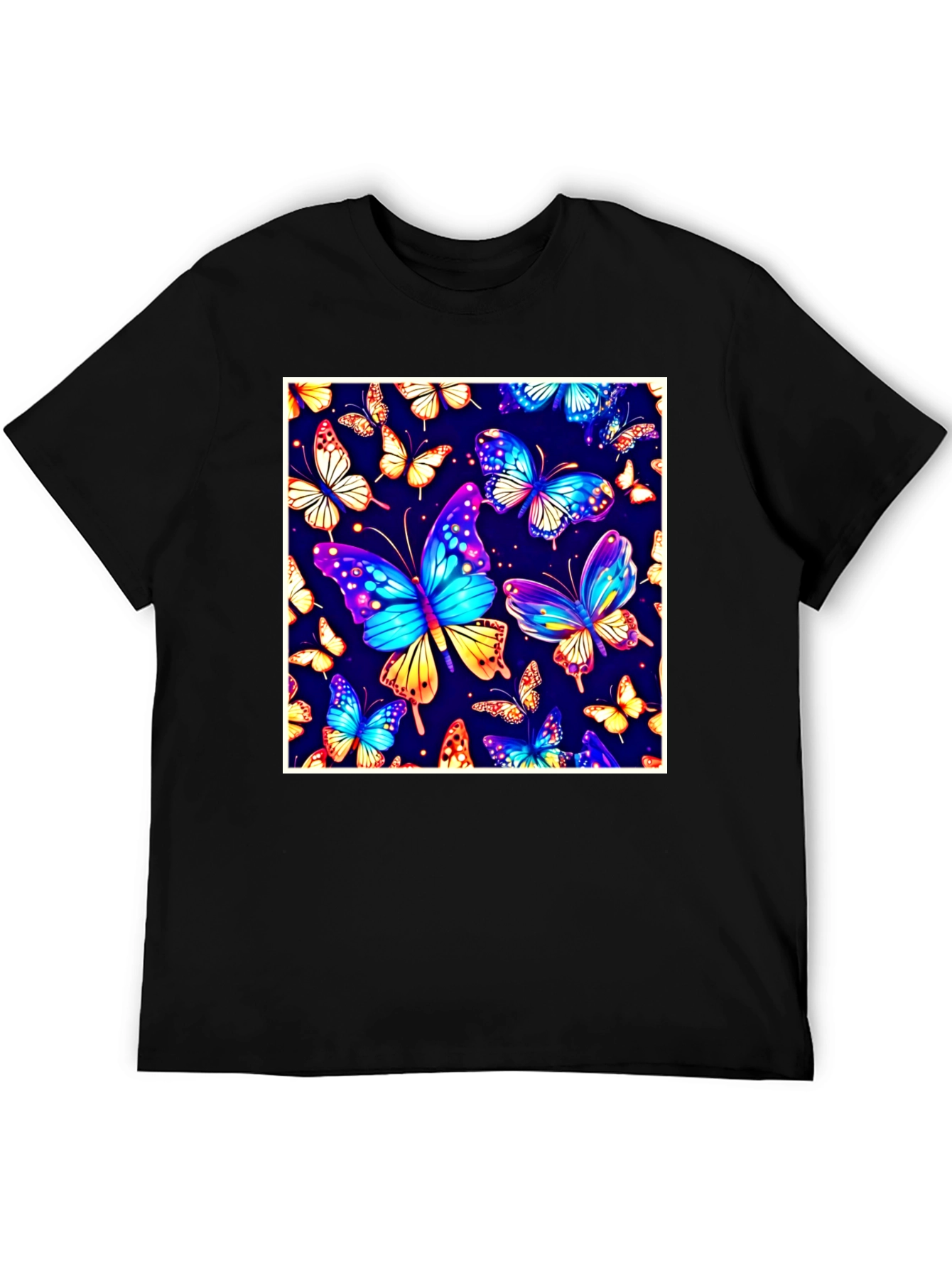 Black Butterfly Print T-Shirt - Vibrant Graphic Tee view 5