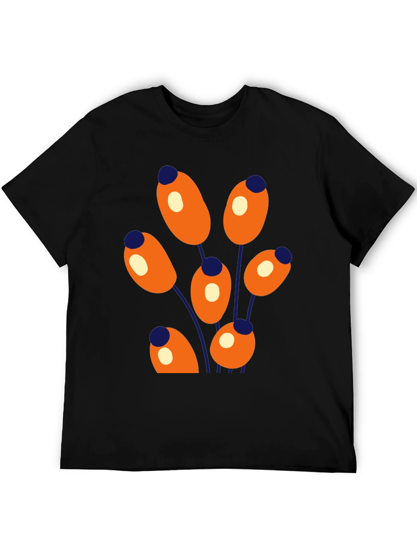 Black Abstract Floral Graphic Print Crew Neck T-Shirt view 5