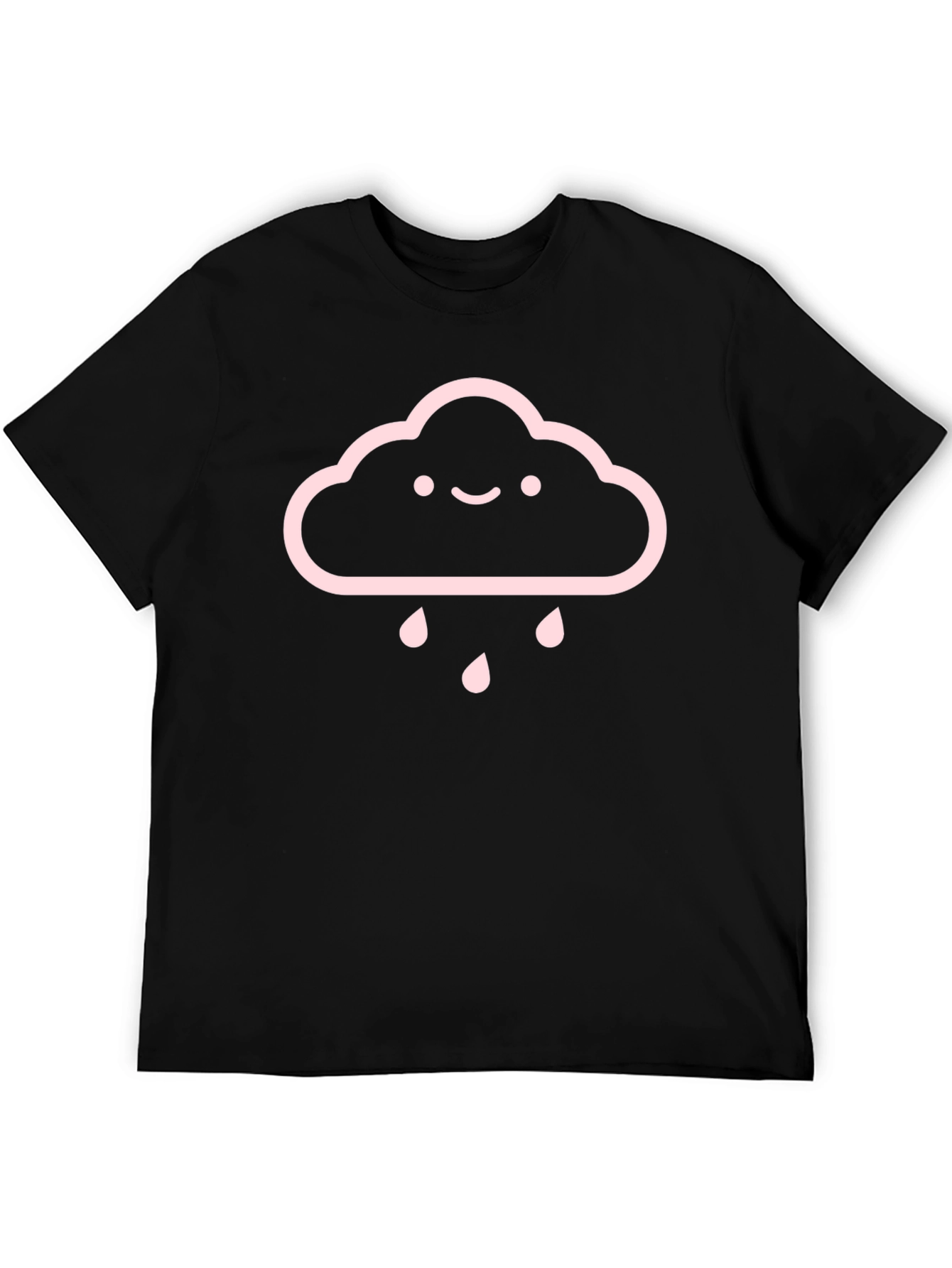 Black Cute Cloud Rain T-Shirt - Black Cotton Tee view 5