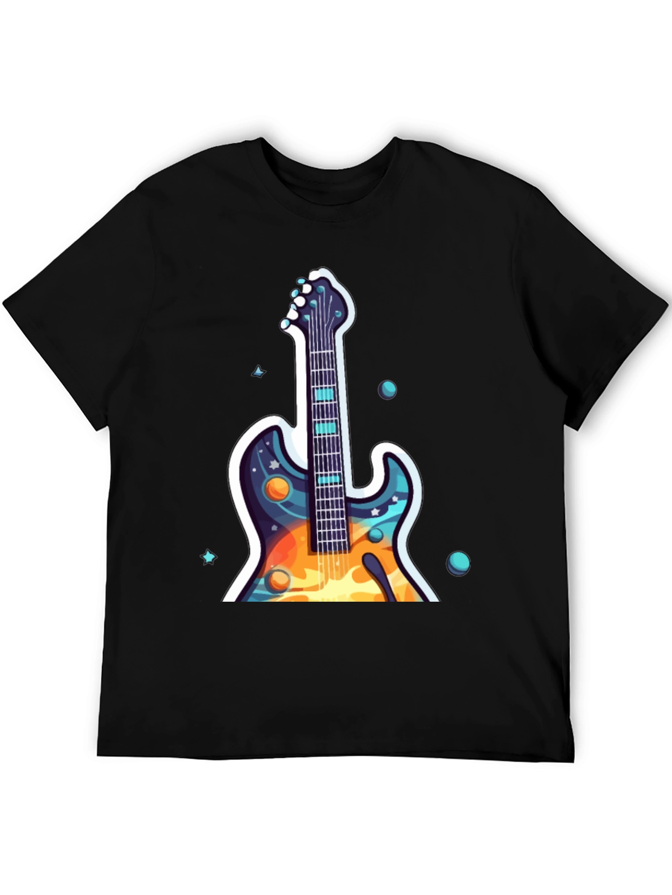 Black Cosmic Guitar Graphic Tee - Black Cotton Comfort view 5