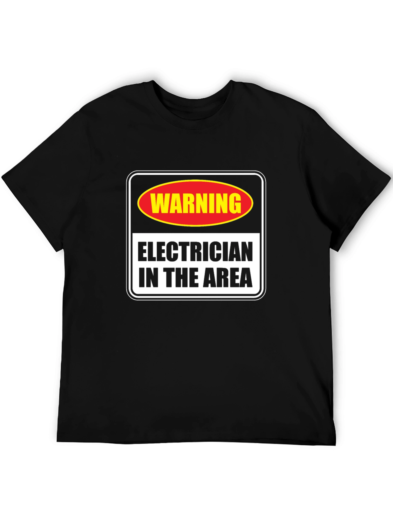 Black Warning Electrician in Area T-Shirt view 5