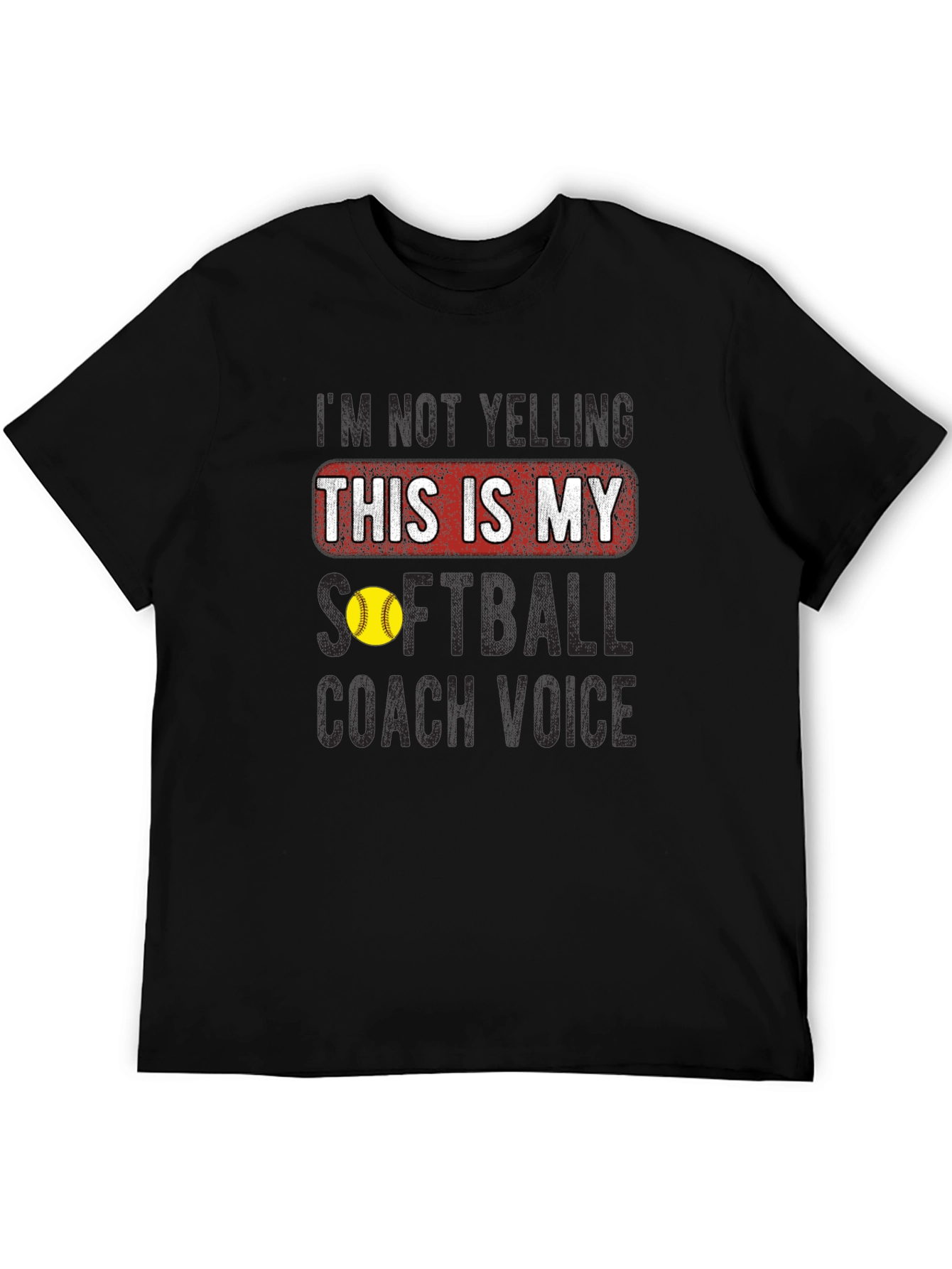 Black Softball Coach Voice T-Shirt view 5