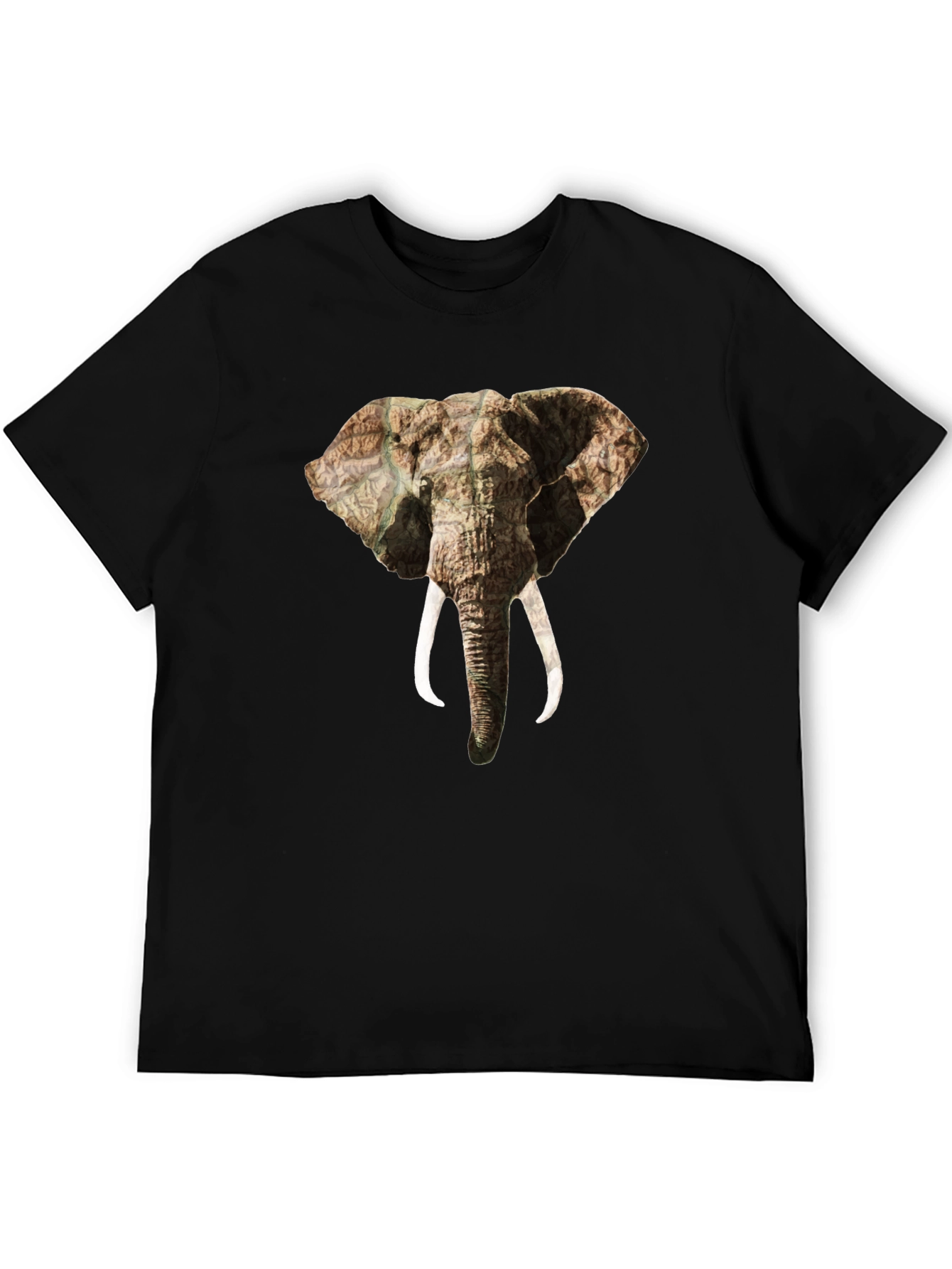 Black Elephant Head Print Black T-Shirt view 5