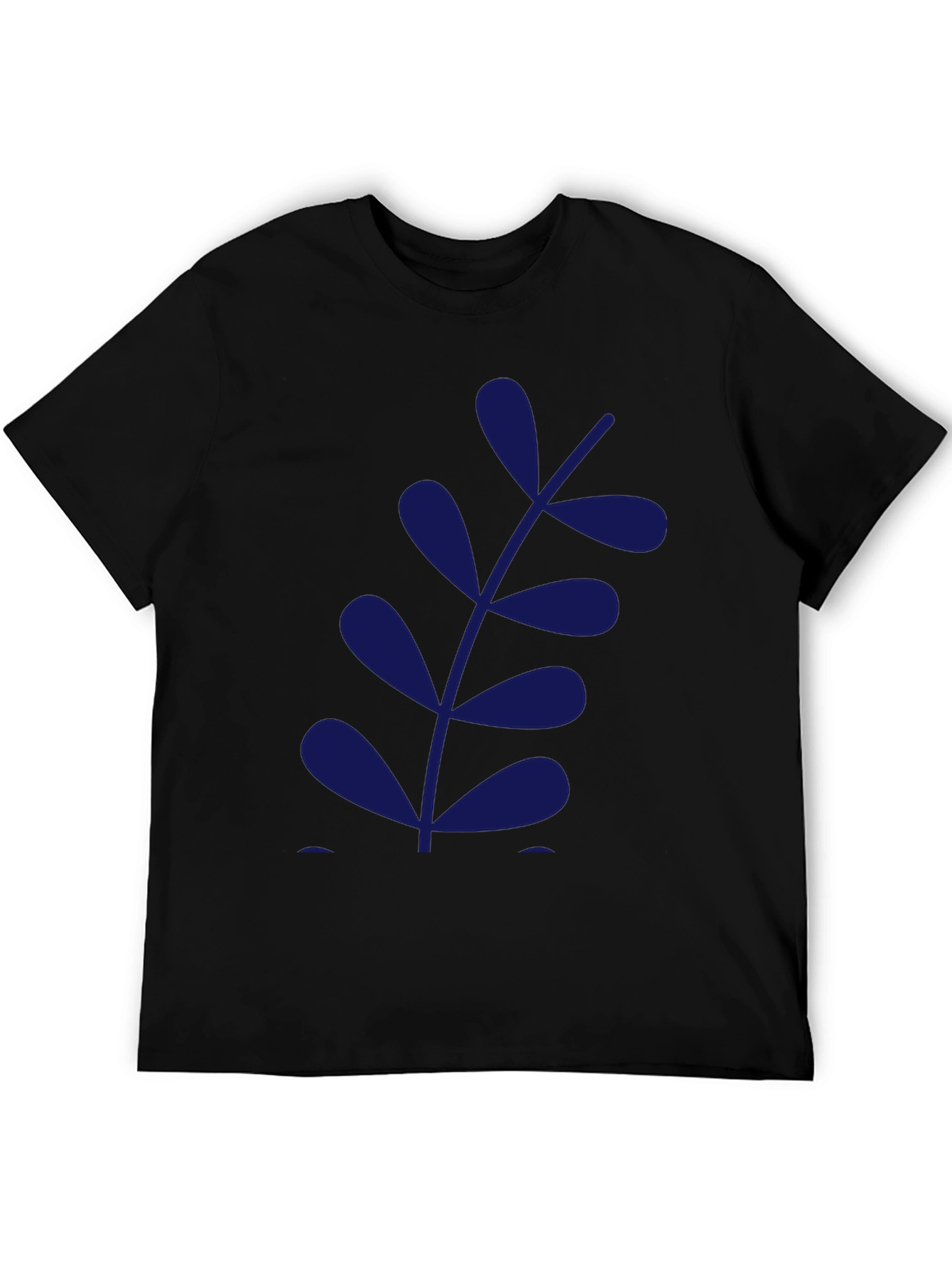 Black Black Tee with Modern Leaf Design view 5
