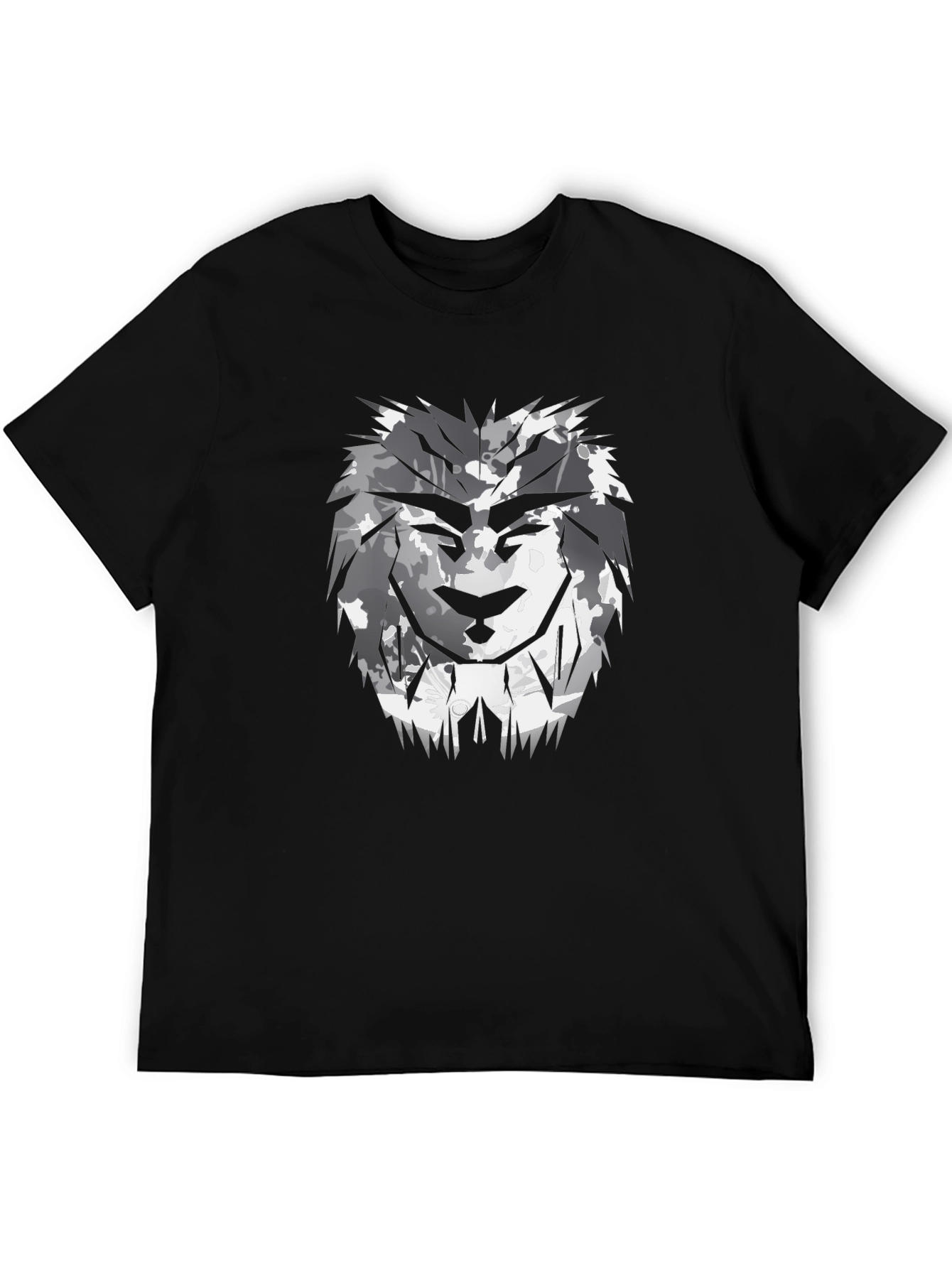 Black Lion Camo Graphic Print Black T-Shirt view 5