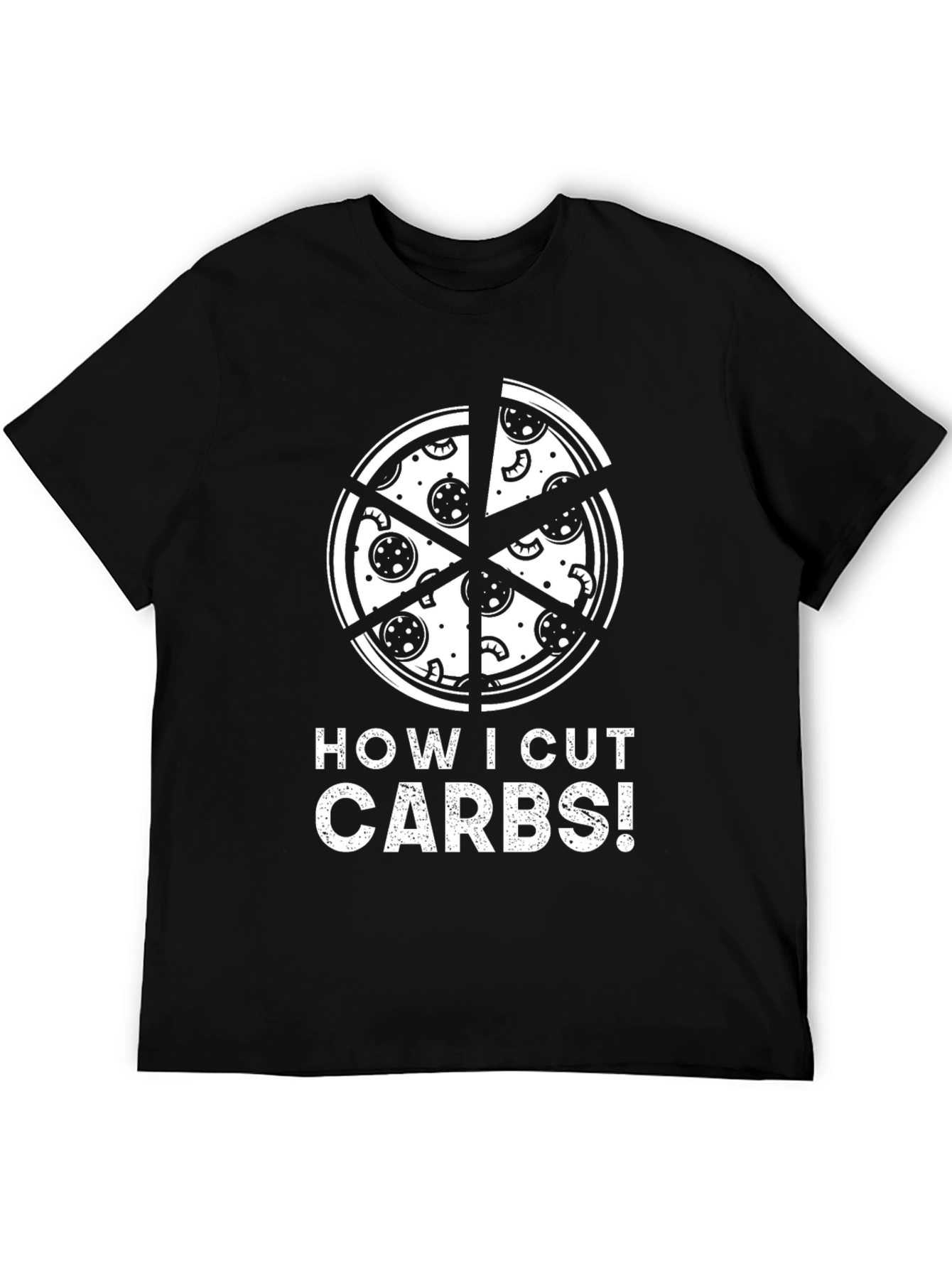 Black How I Cut Carbs Pizza Graphic T-Shirt view 5