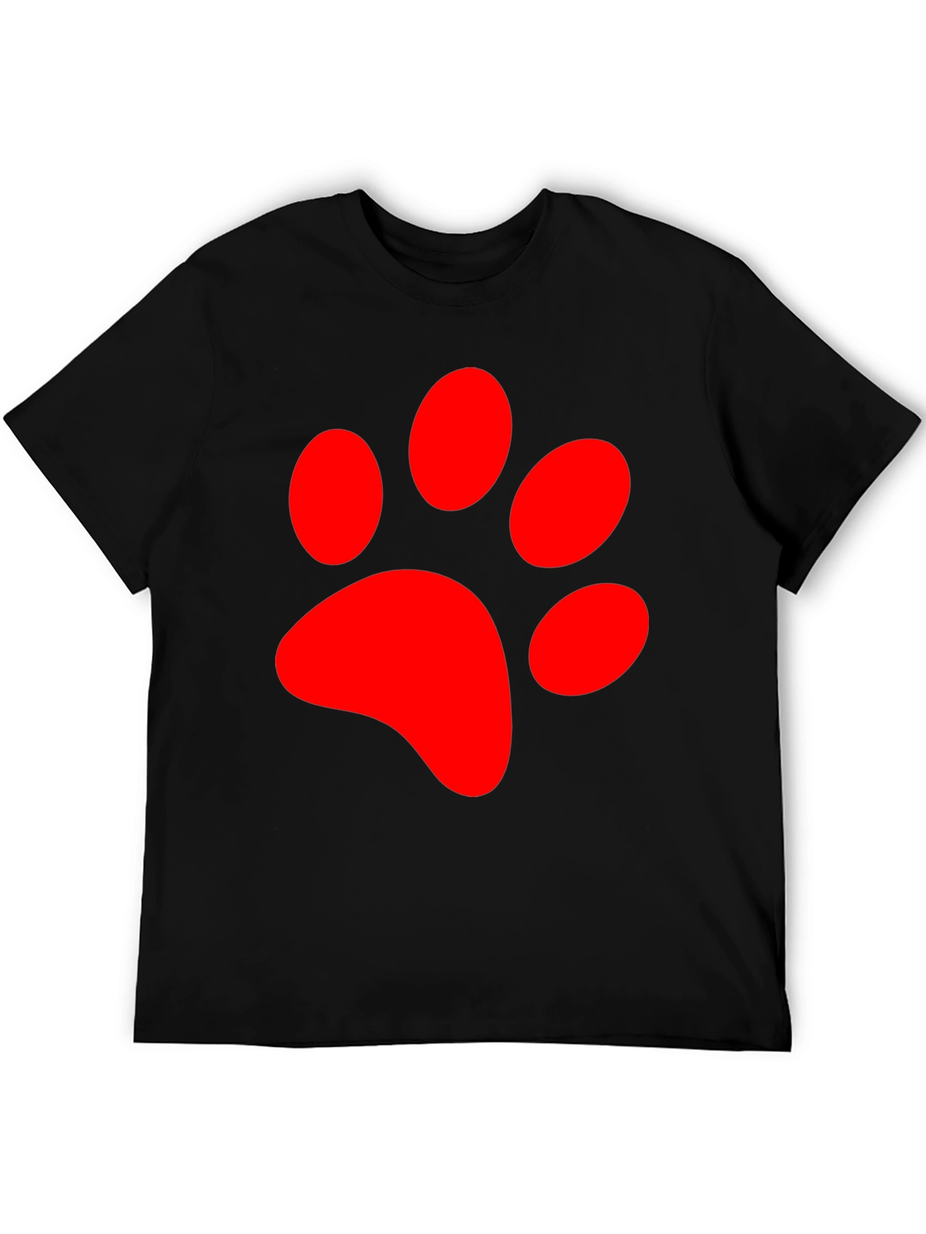 Black Red Paw Print Graphic Tee - Black Casual T-Shirt view 5