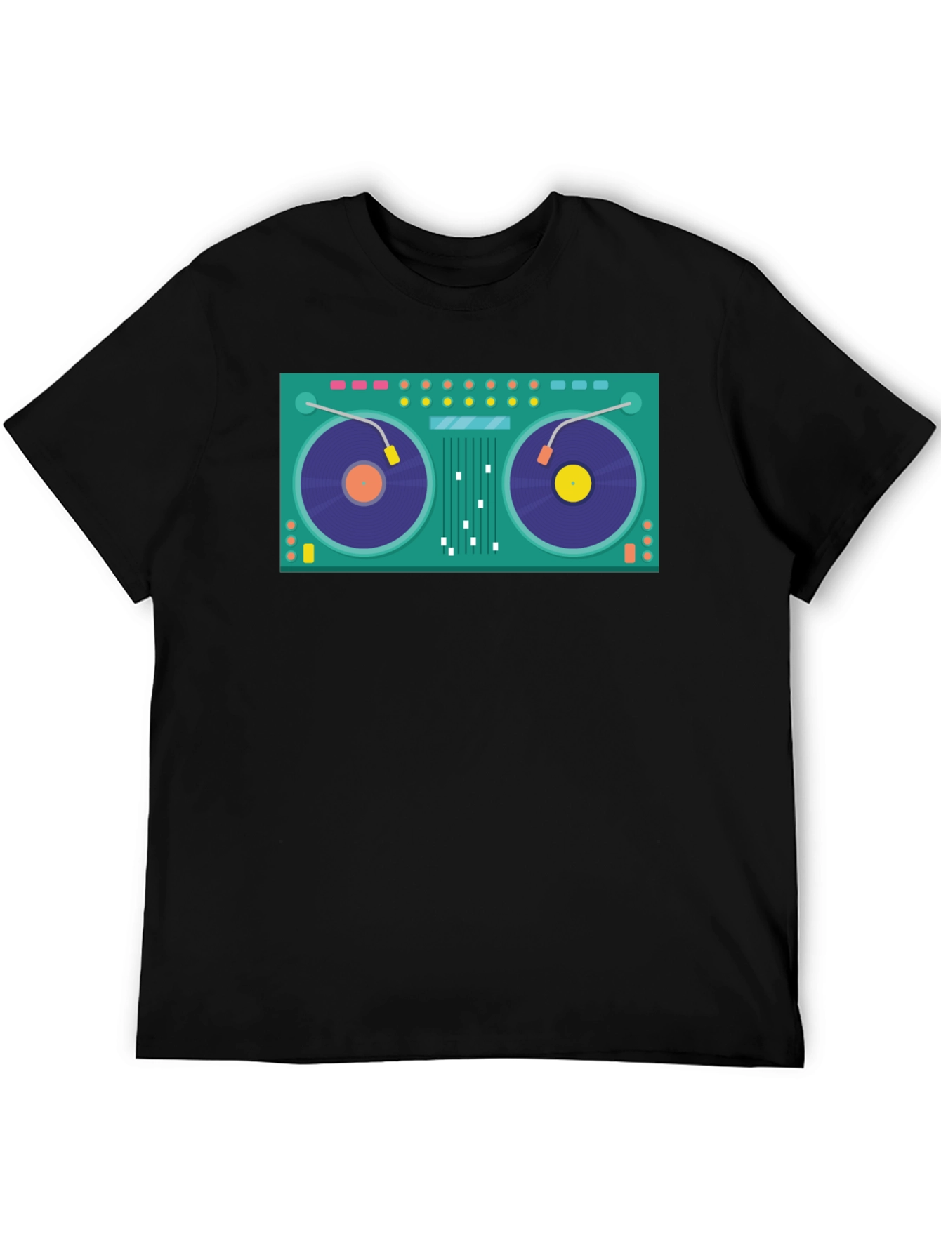 Black DJ Turntable Graphic Black T-Shirt view 5