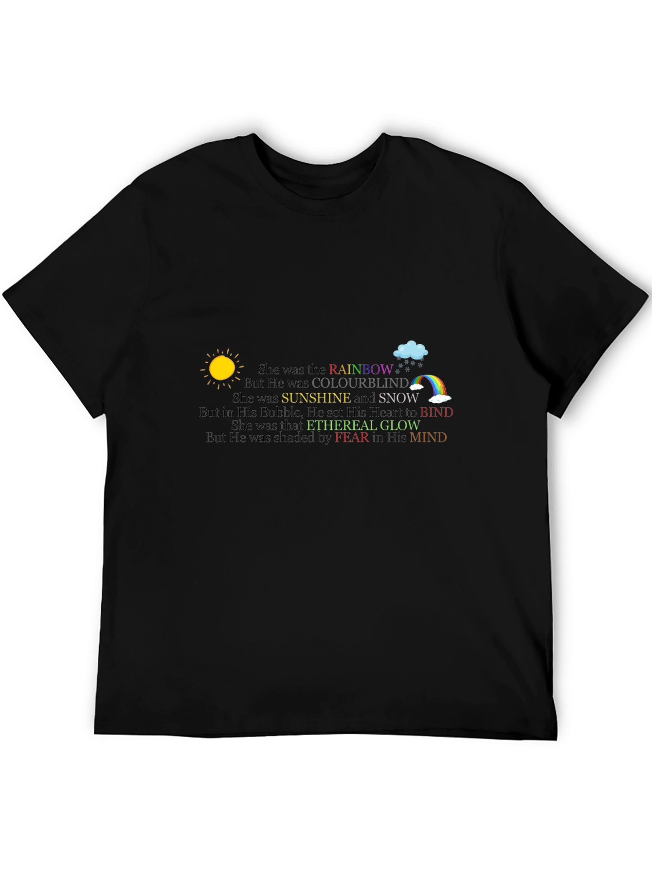 Black Rainbow Colourblind Graphic T-Shirt view 5