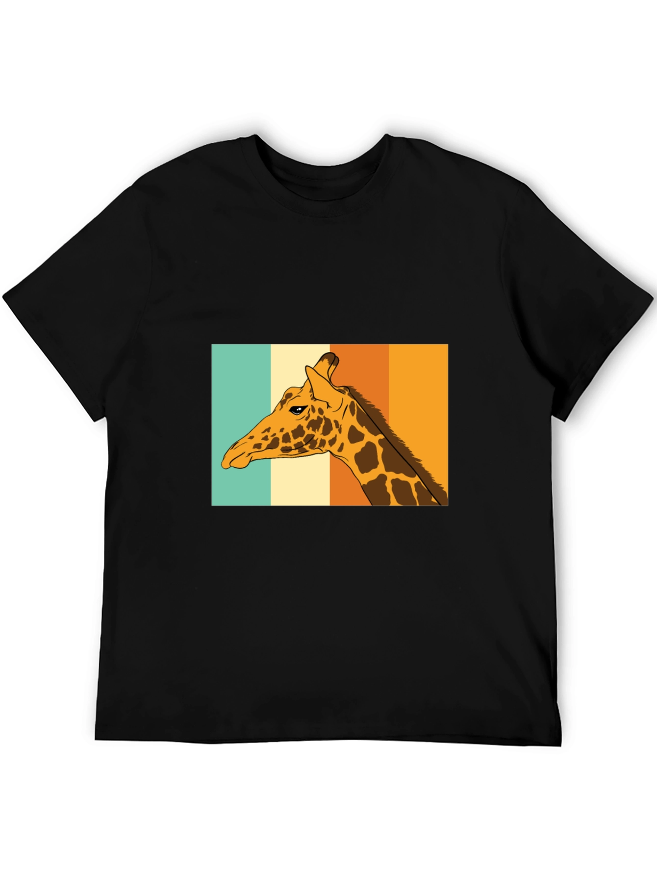 Black Retro Giraffe T-Shirt - Cool Animal Graphic Tee view 5