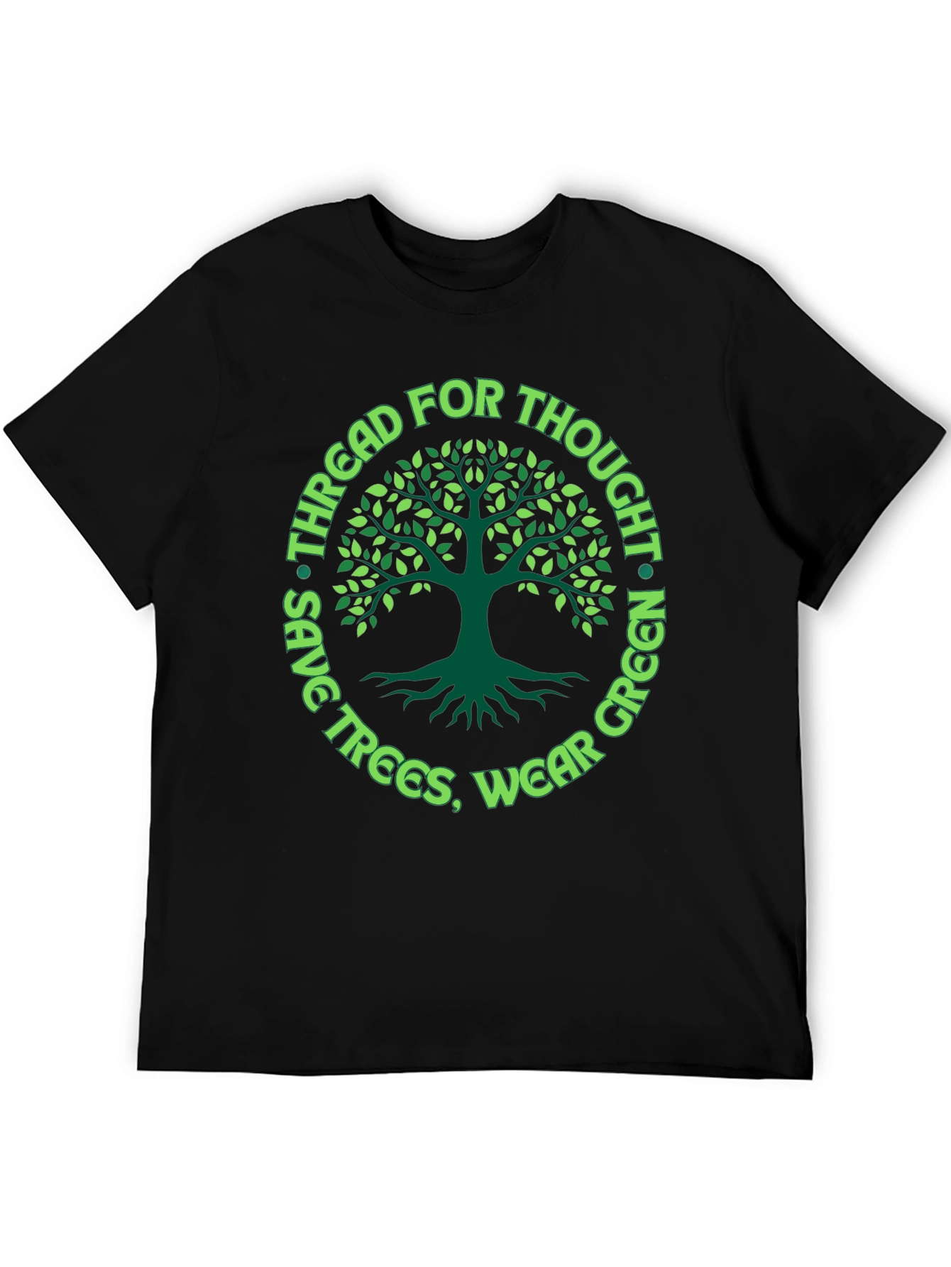 Black Eco-Friendly Tree Graphic Tee - Save Trees, Wear Green! view 5