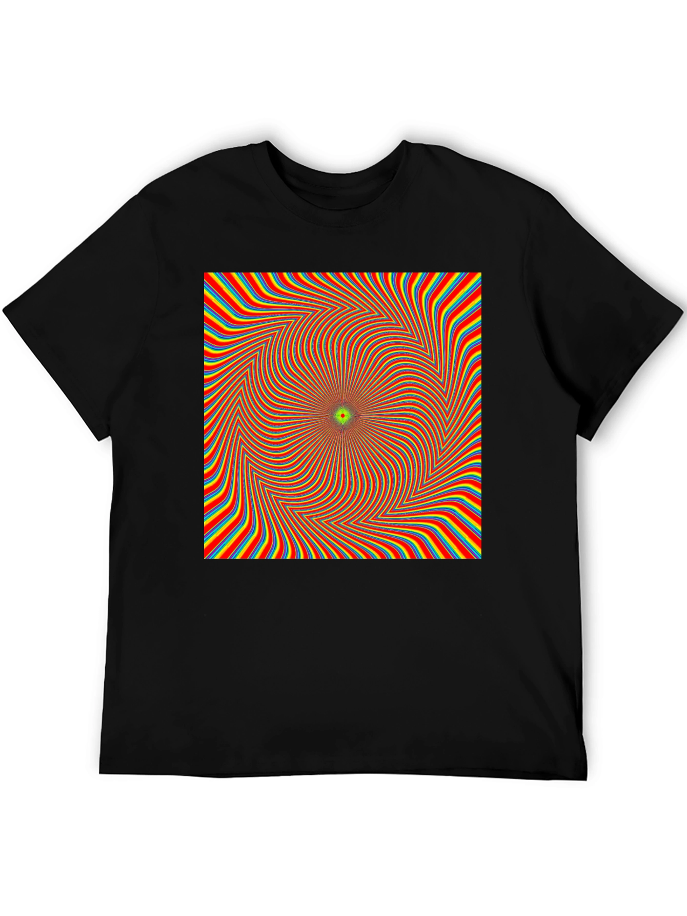 Black Optical Illusion T-Shirt - Black Crew Neck Tee view 5