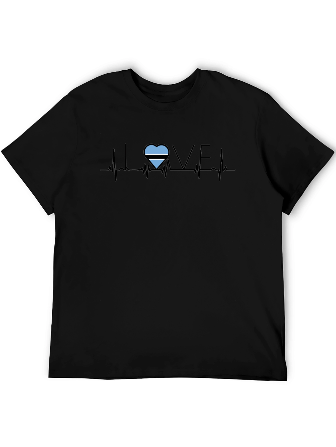 Botswana Flag Heartbeat T-Shirt - Love Botswana Tee - 5