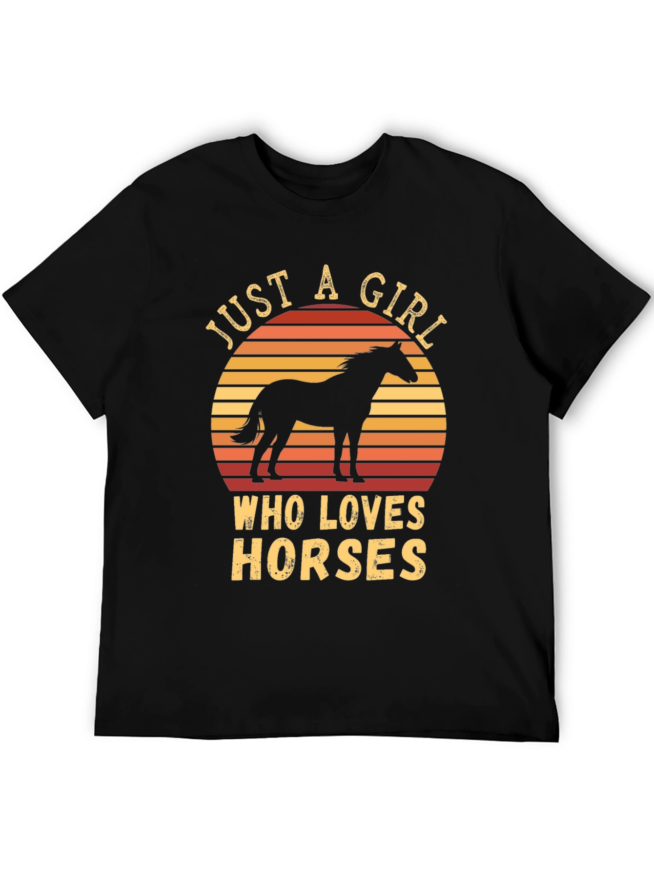 Black Just A Girl Who Loves Horses T-Shirt view 5
