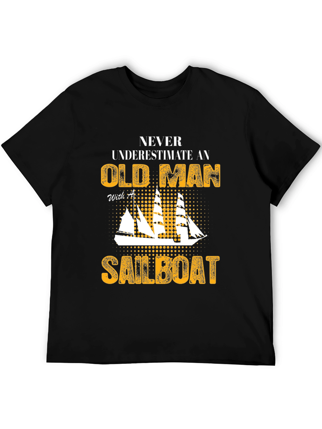Black Old Man Sailboat Graphic Tee view 5