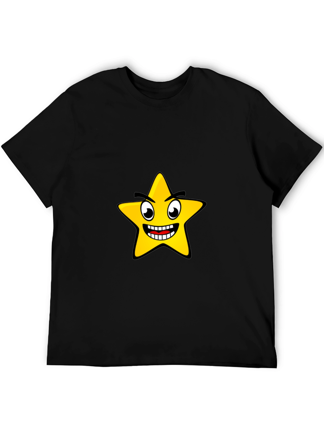 Black Funny Star Graphic Black T-Shirt view 5