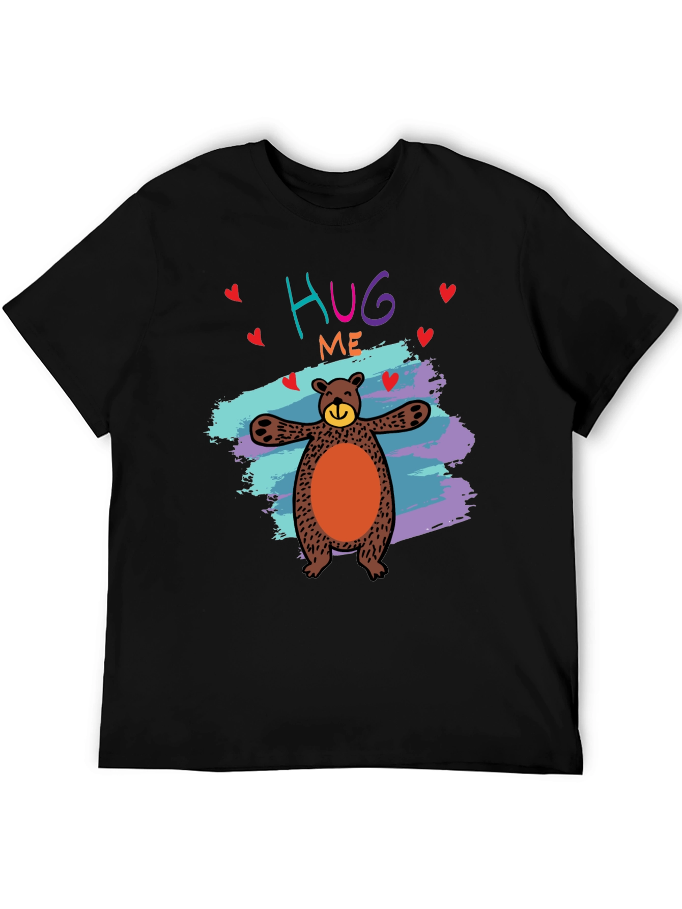 Black Hug Me Bear Graphic Tee - Cute & Comfy view 5