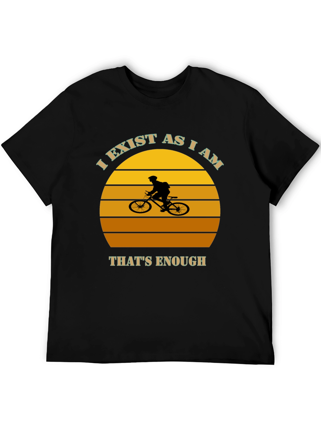 Black I Exist As I Am Mountain Biker Graphic Tee view 5
