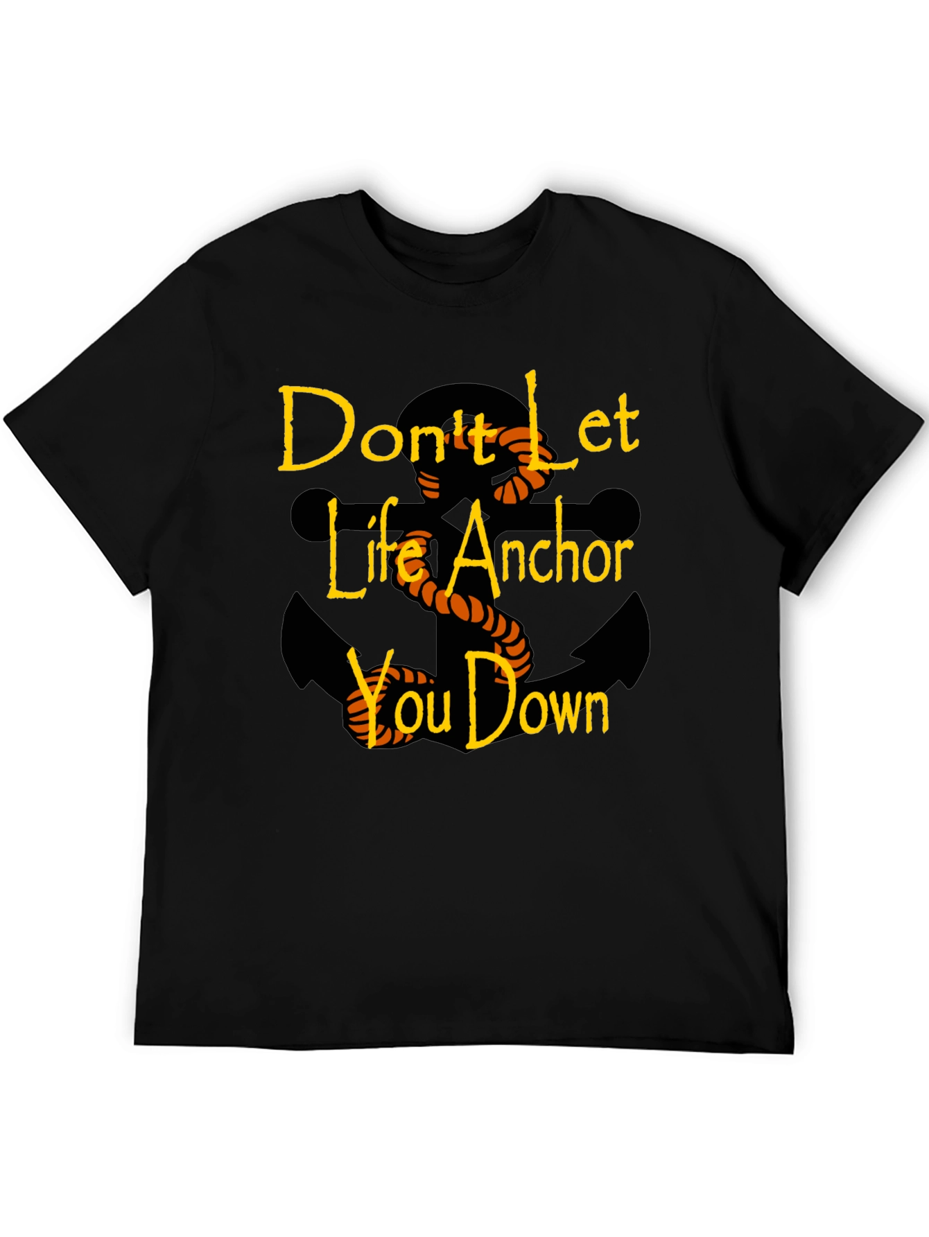Black Motivational Anchor Graphic Black T-Shirt view 5