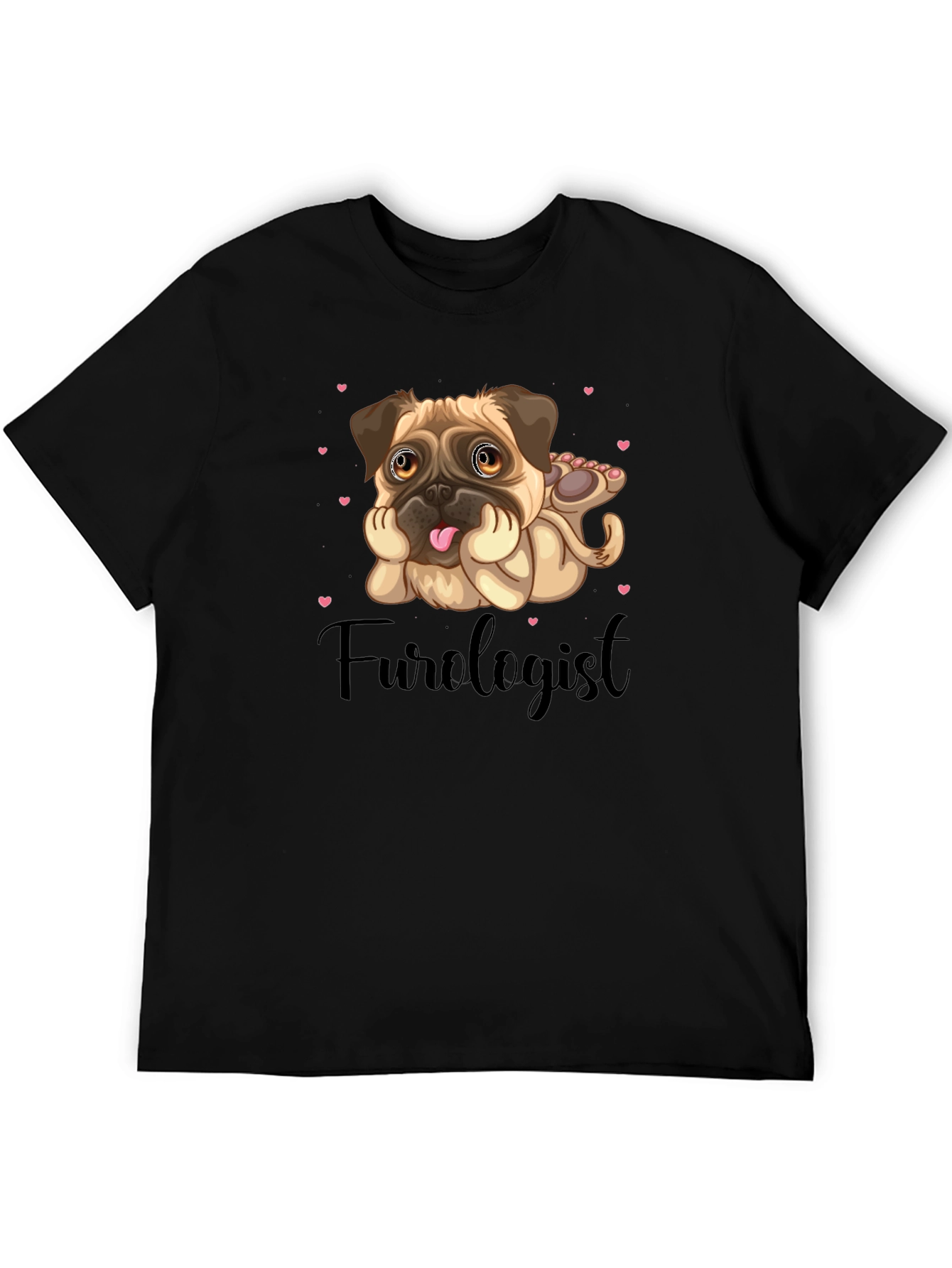 Black Furologist Pug T-Shirt view 5