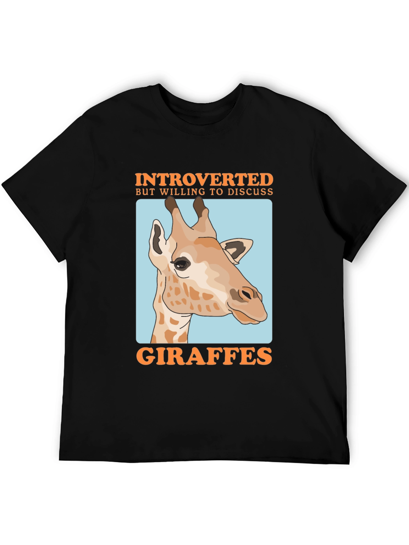 Black Introverted Giraffe Graphic T-Shirt view 5