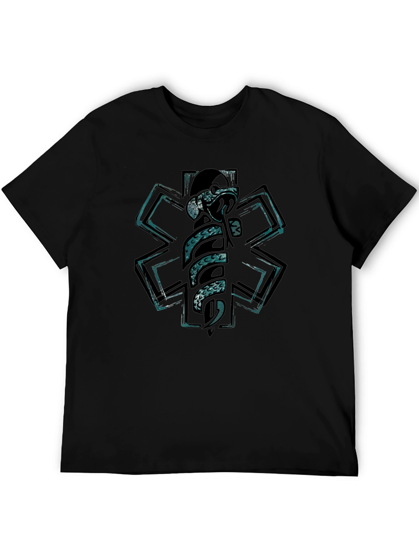 Black Star of Life Snake T-Shirt - EMT, Paramedic view 5