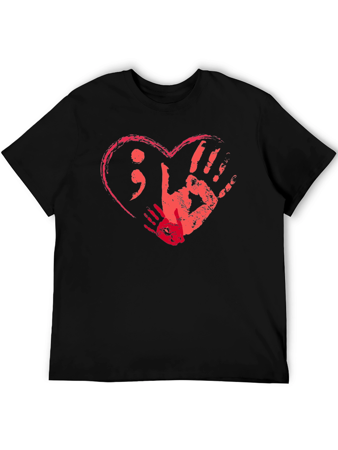 Black Heart & Hands Graphic Tee - Support Mental Health view 5