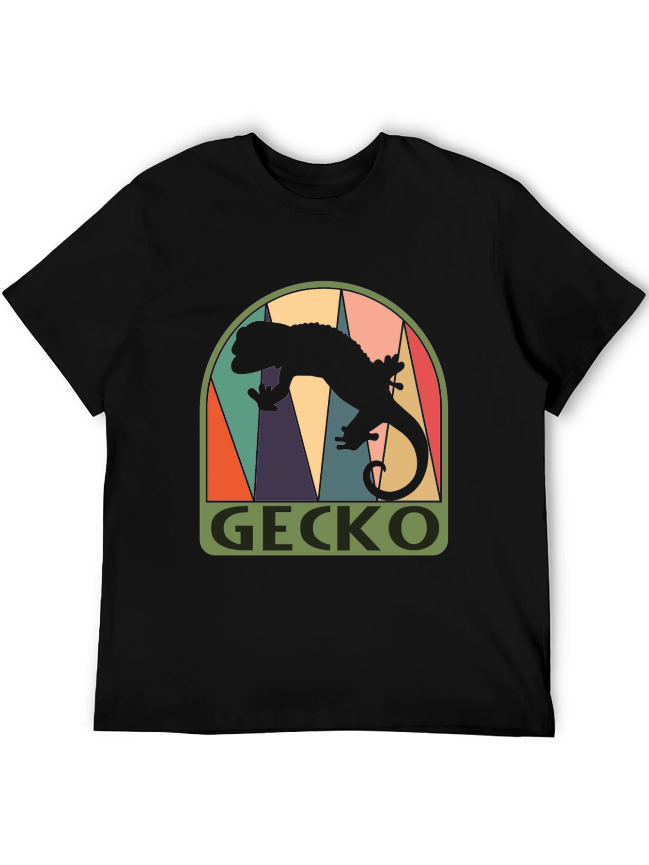 Black Retro Gecko Graphic Tee - Cool Black T-Shirt view 5