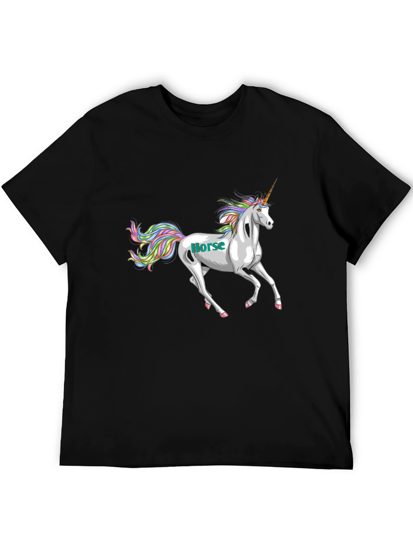 Black Unicorn Horse Graphic Print Black T-Shirt view 5
