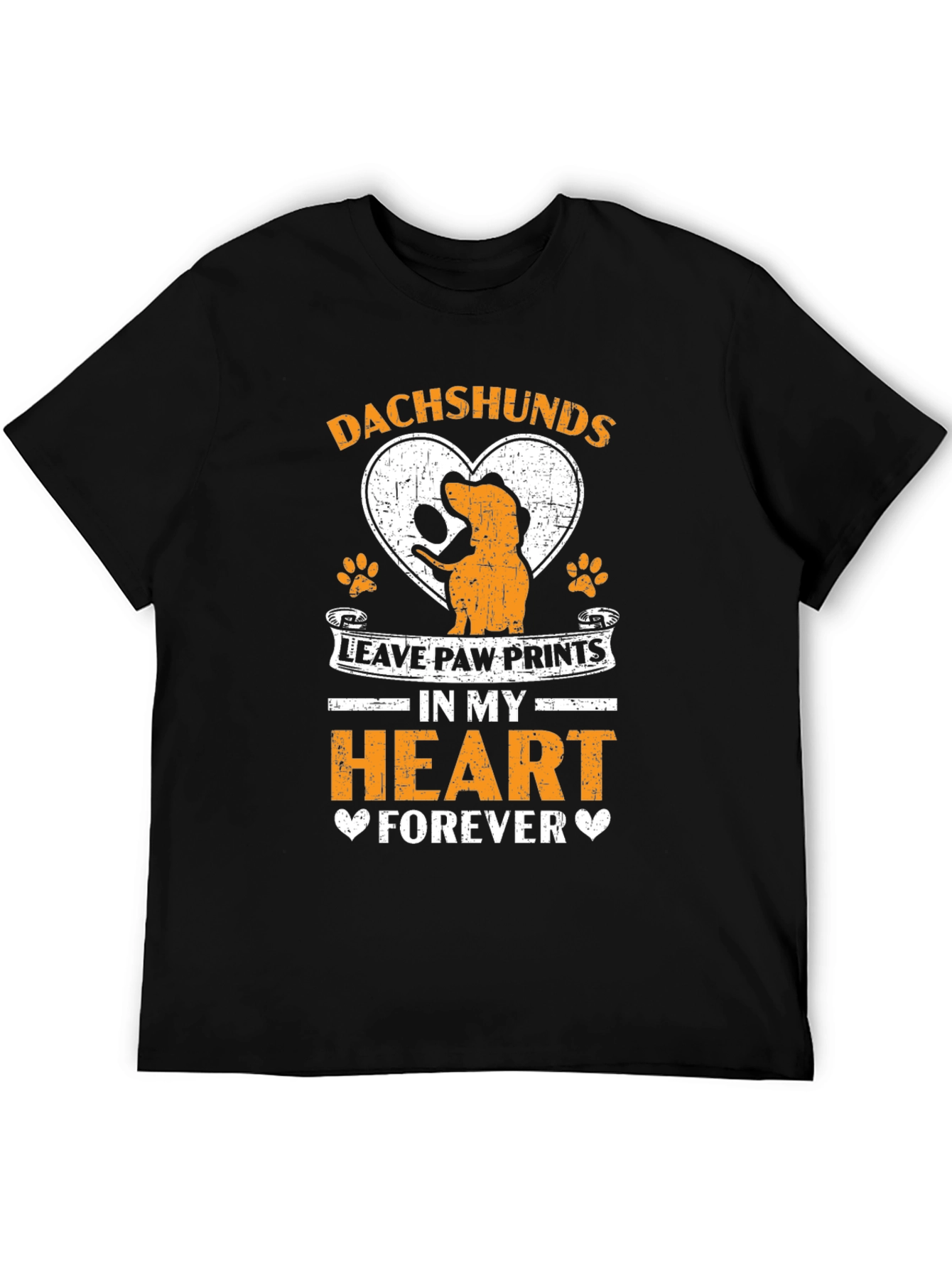 Black Dachshunds Leave Paw Prints Heart T-Shirt view 5