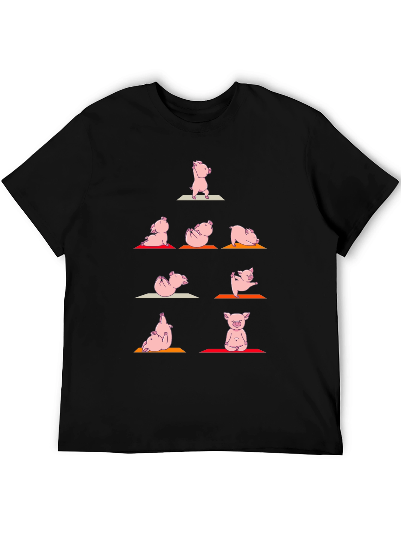 Black Yoga Pig T-Shirt: Funny Animal Graphic Tee view 5