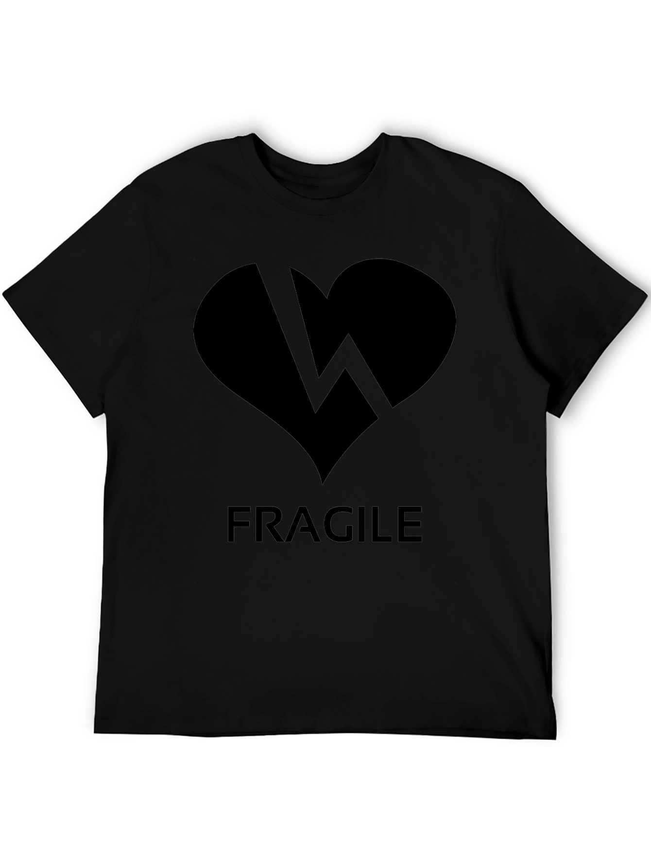 Black Fragile Heart Graphic Tee - Black Crew Neck Shirt view 5