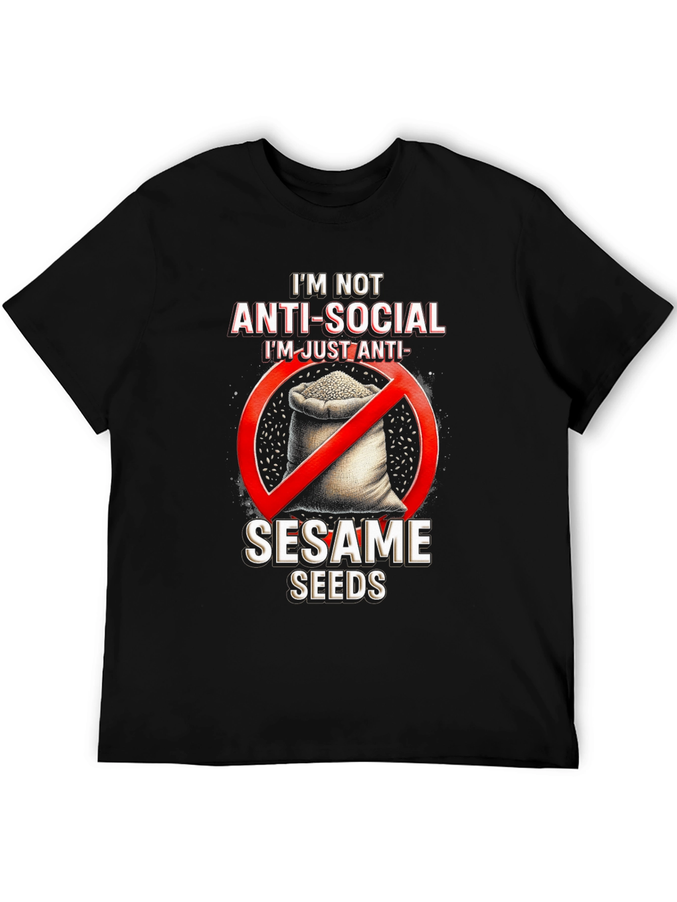 Black Anti-Sesame Seeds Graphic T-Shirt view 5
