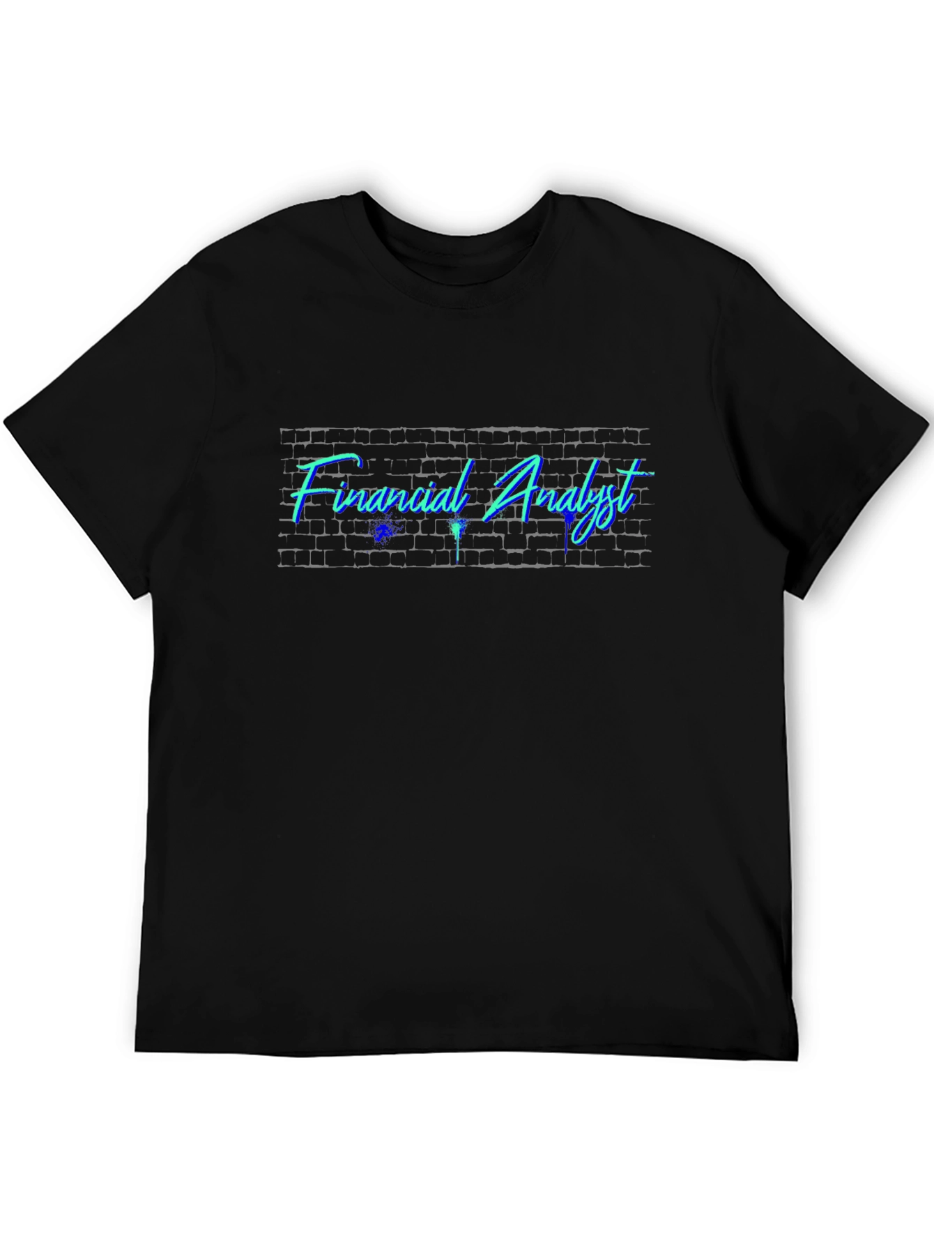 Black Financial Analyst Graphic Tee - Black Crew Neck view 5