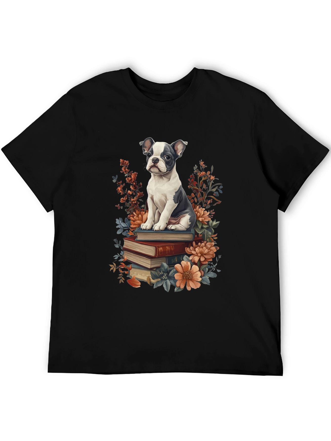Black Dog on Books Graphic Tee view 5