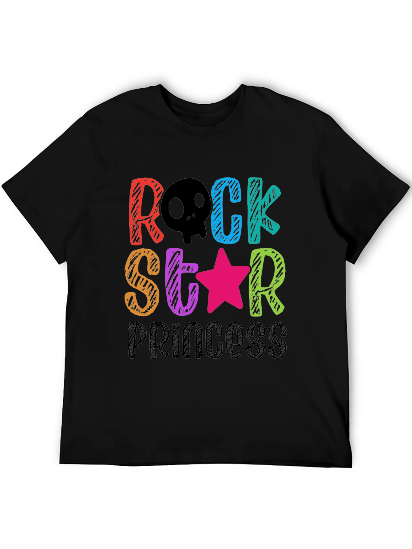 Black Rock Star Princess T-Shirt - Fun Colorful Design view 5