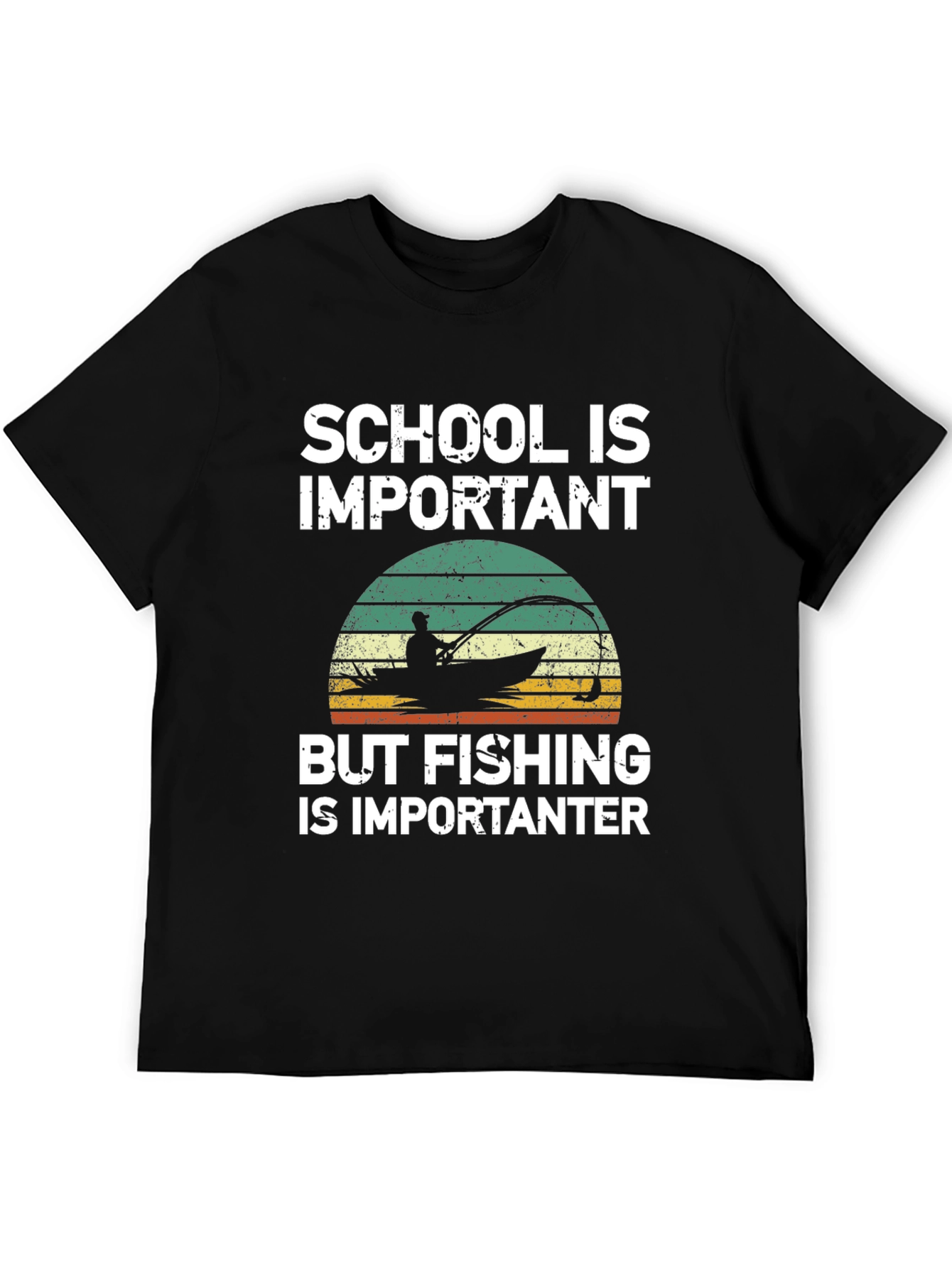 Black School is Important, Fishing is Importanter T-Shirt view 5