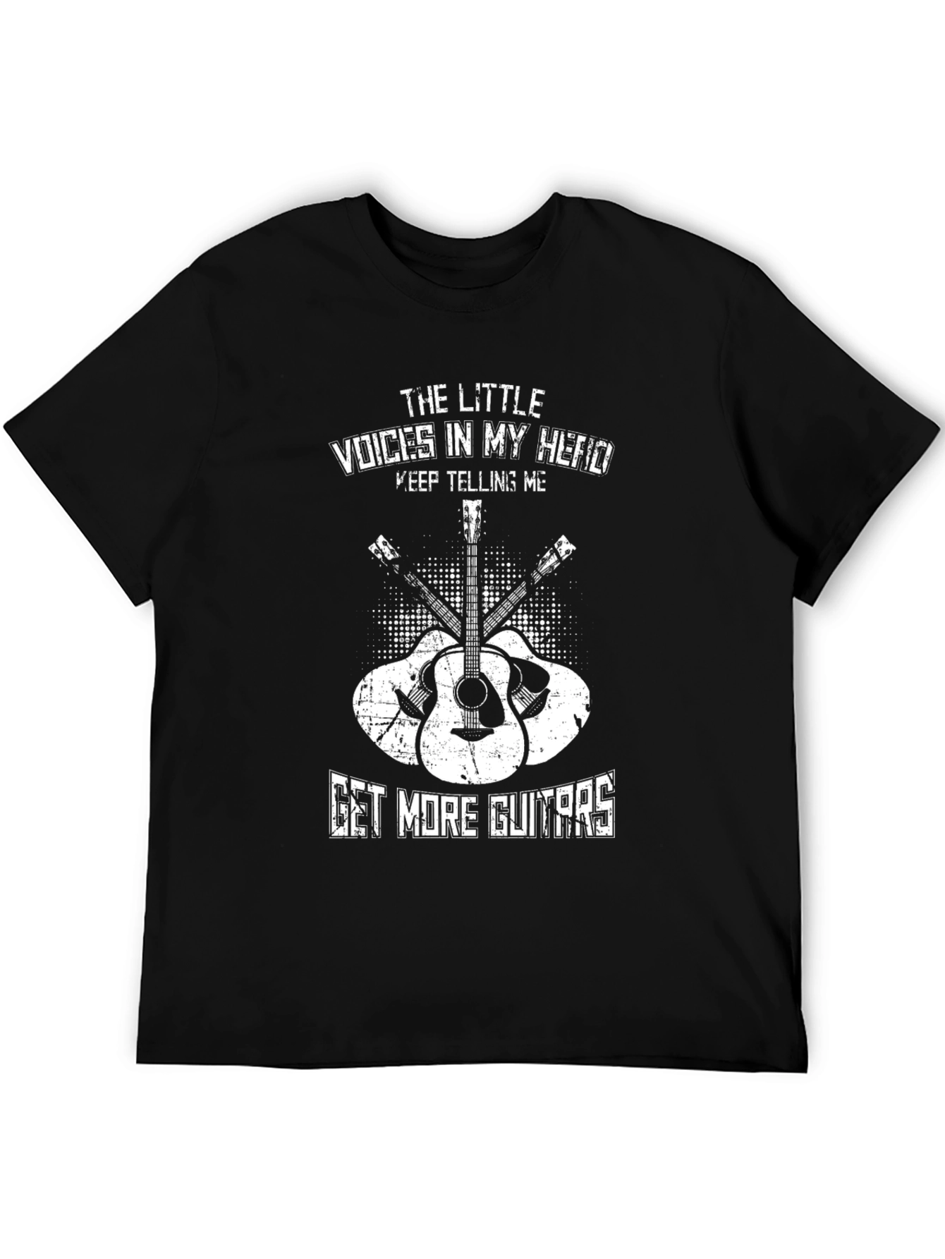 Black Guitar Lover T-Shirt - The Little Voices in My Head view 5