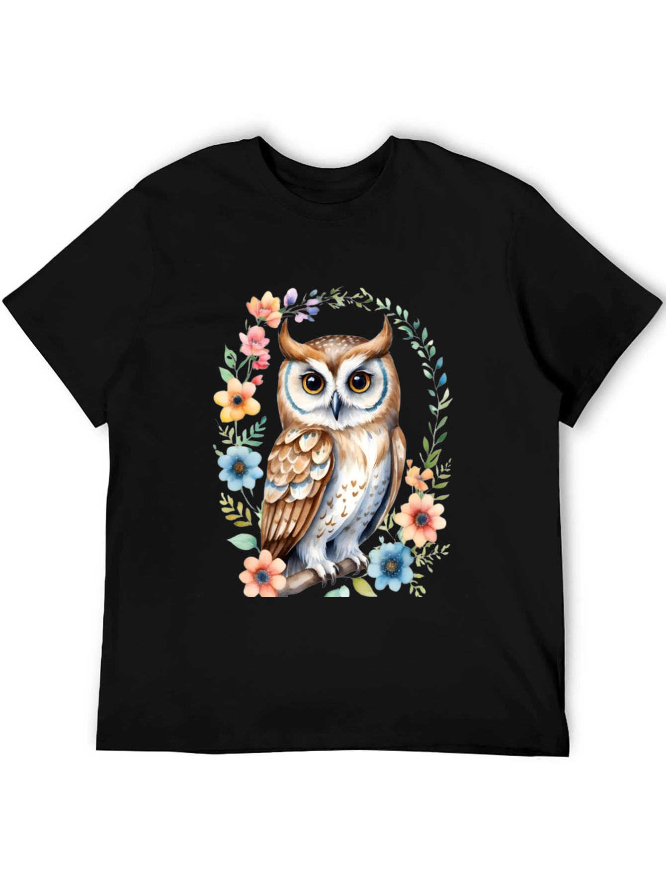 Black Owl Floral Graphic Tee view 5
