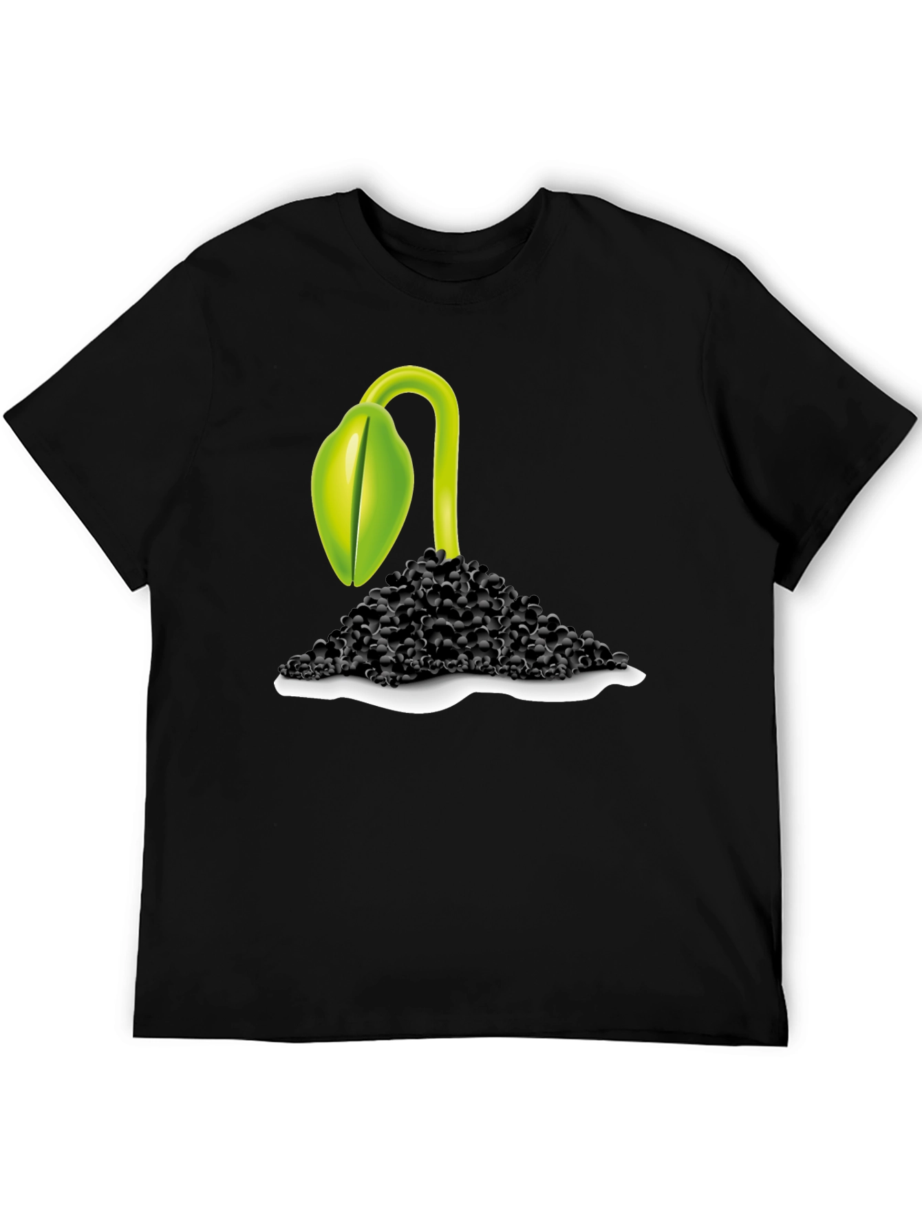 Black Sprout Graphic Tee - Black Cotton Blend T-Shirt view 5