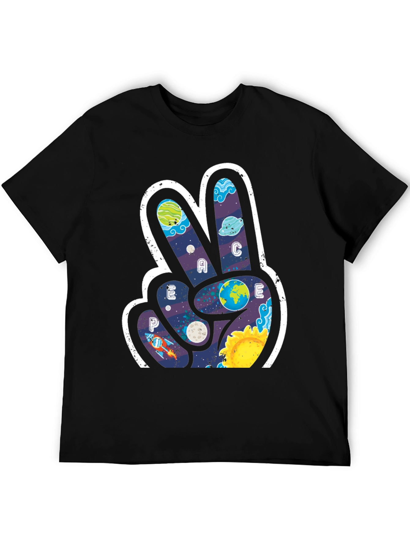 Black Peace Sign Galaxy T-Shirt view 5