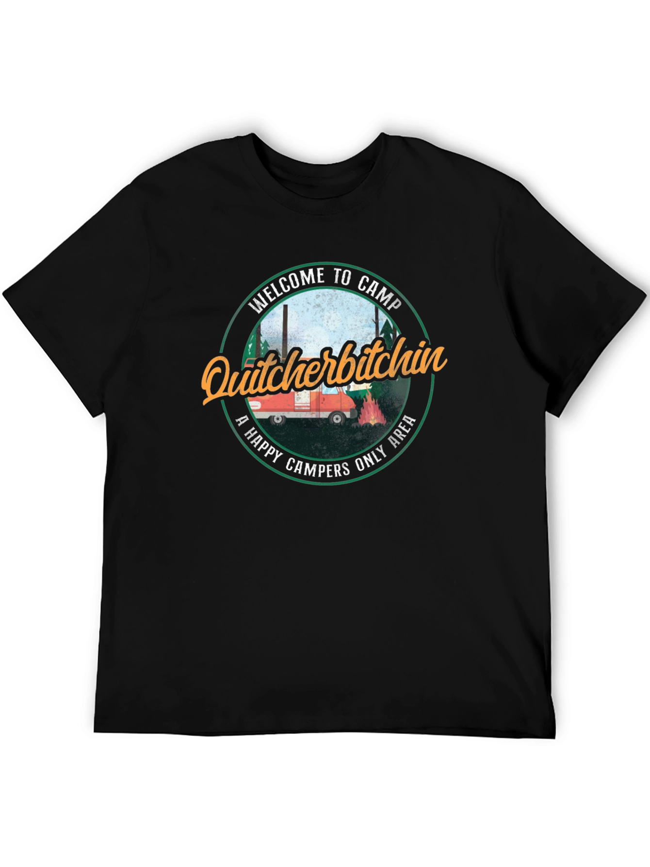 Black Funny Camping T-Shirt - Quitcherbitchin Happy Camper Tee view 5