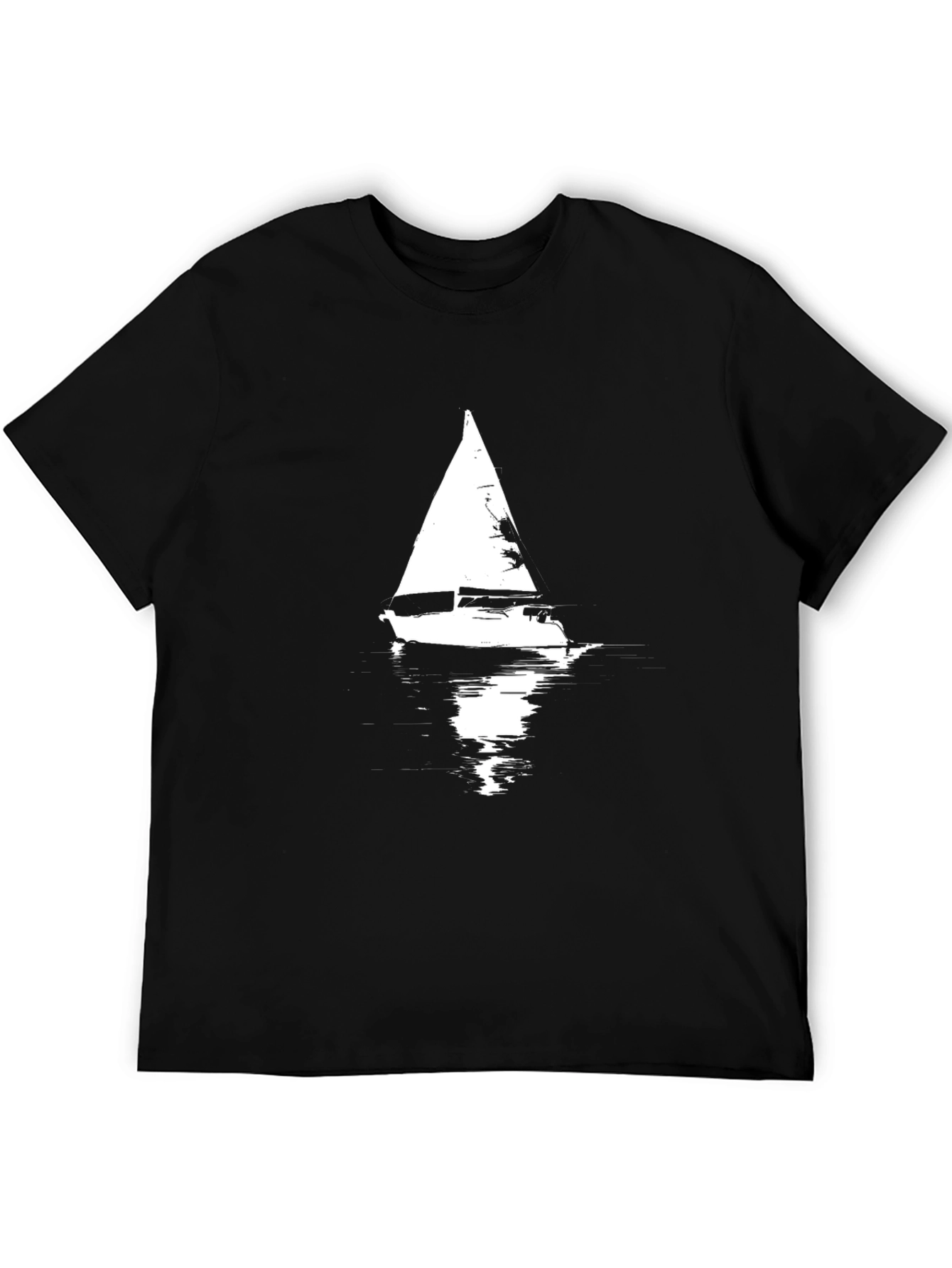 Black Sailboat Graphic Tee - Black Cotton T-Shirt view 5