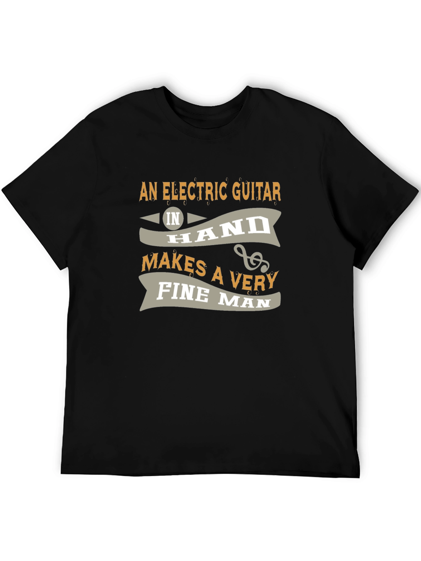 Black Electric Guitar Fine Man T-Shirt view 5