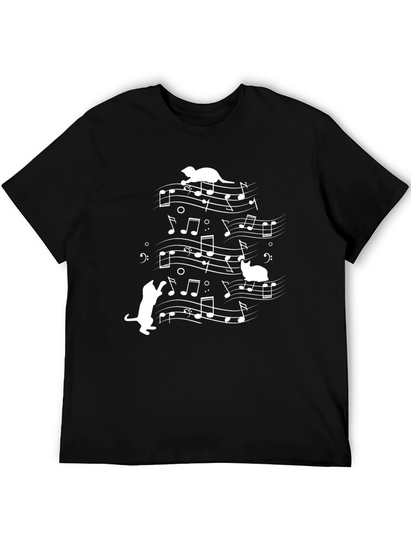 Black Musical Cats Graphic Tee - Black Cotton view 5