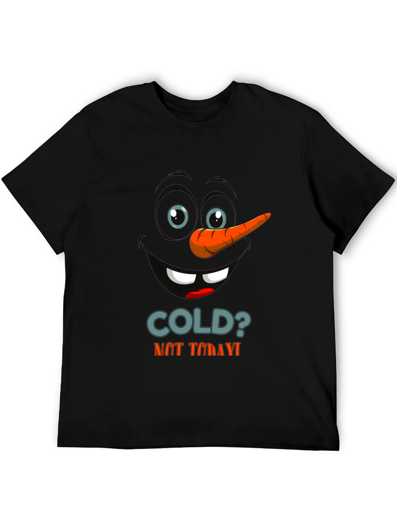 Black Funny Snowman Face Graphic T-Shirt view 5